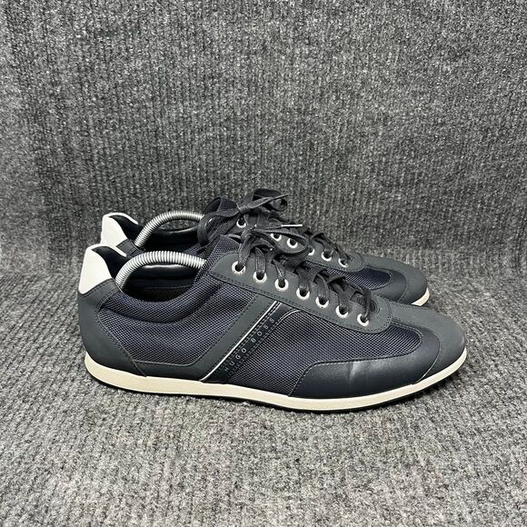 Hugo Boss Saturn Low Top Trainer Casual Shoes Navy Blue Mens 44 / US 10 - Picture 1 of 8